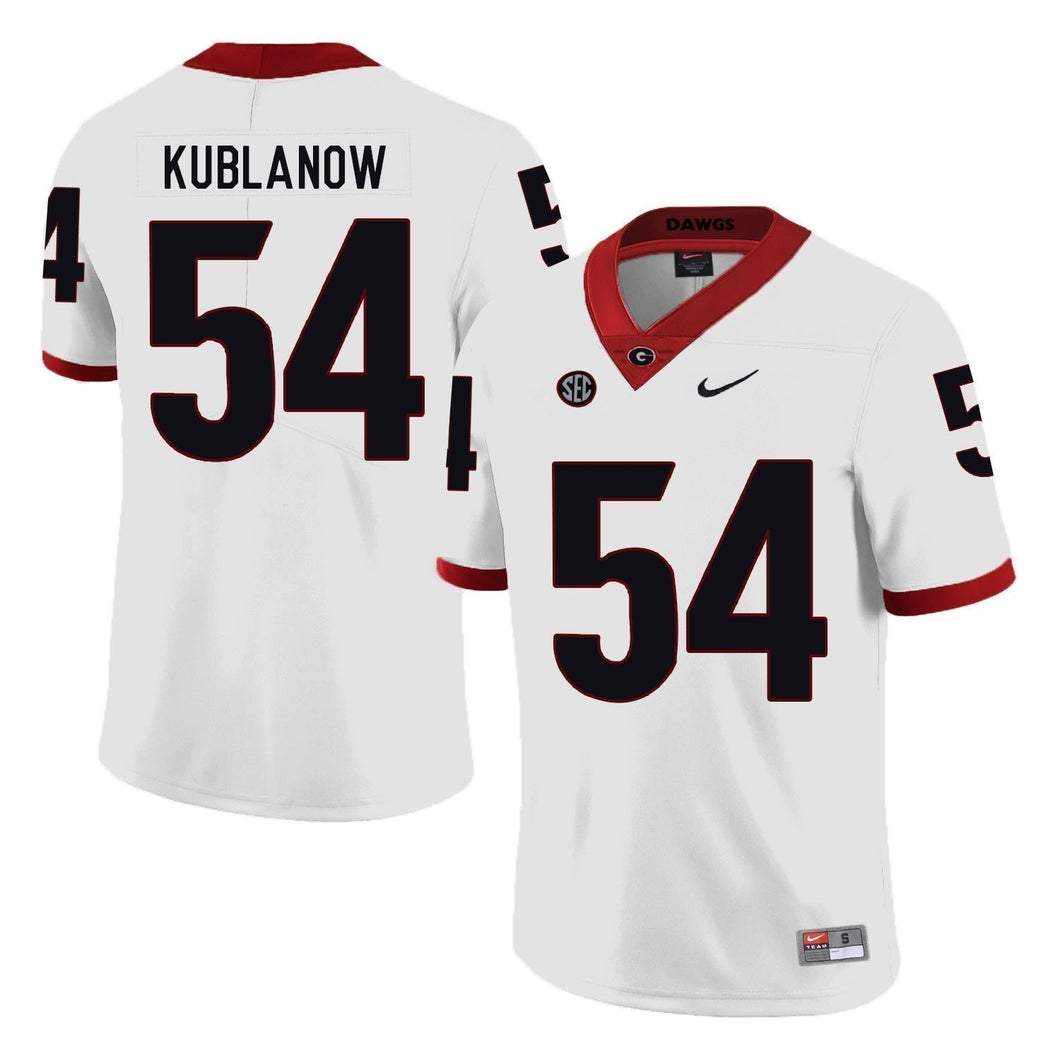 Brandon Kublanow Georgia Bulldogs Football Jersey 2019 White