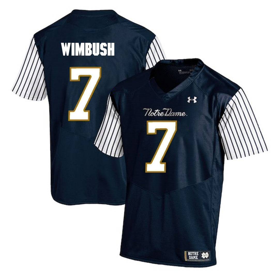 Brandon Wimbush Notre Dame Fighting Irish Football Jersey 2019 Navy Stripe