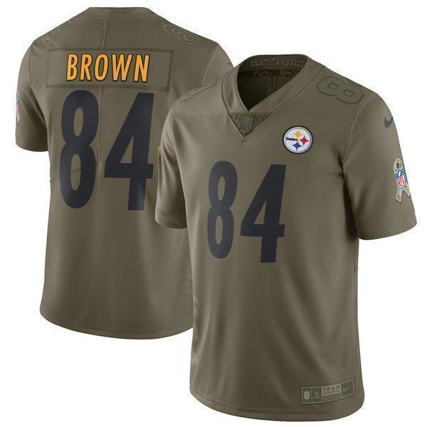 Antonio Brown Pittsburgh Steelers Salute To Service Limited Jersey 2019 - Olive