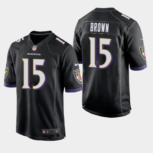 Baltimore Ravens #15 Marquise Brown 2019 Draft Game Jersey 2019 - Black