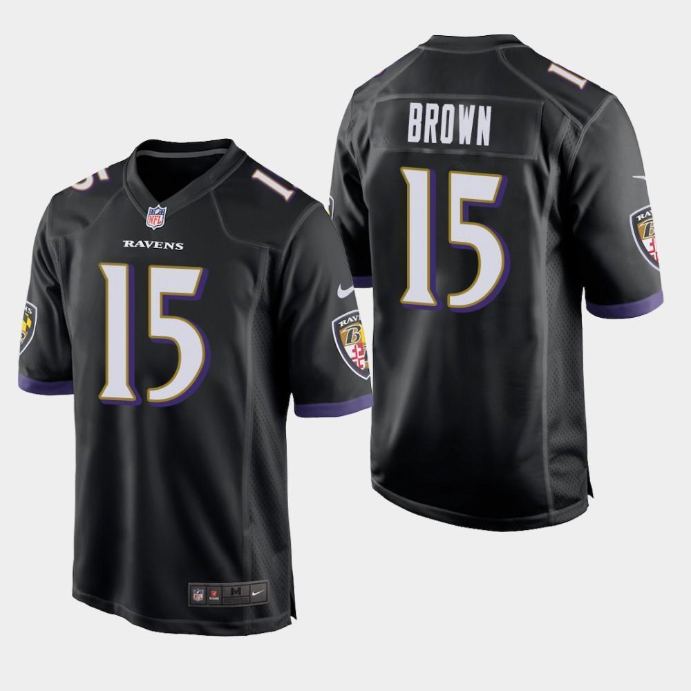 Baltimore Ravens #15 Marquise Brown 2019 Draft Game Jersey 2019 - Black
