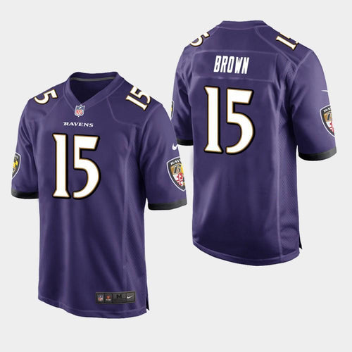 Baltimore Ravens #15 Marquise Brown 2019 Draft Game Jersey 2019 - Purple