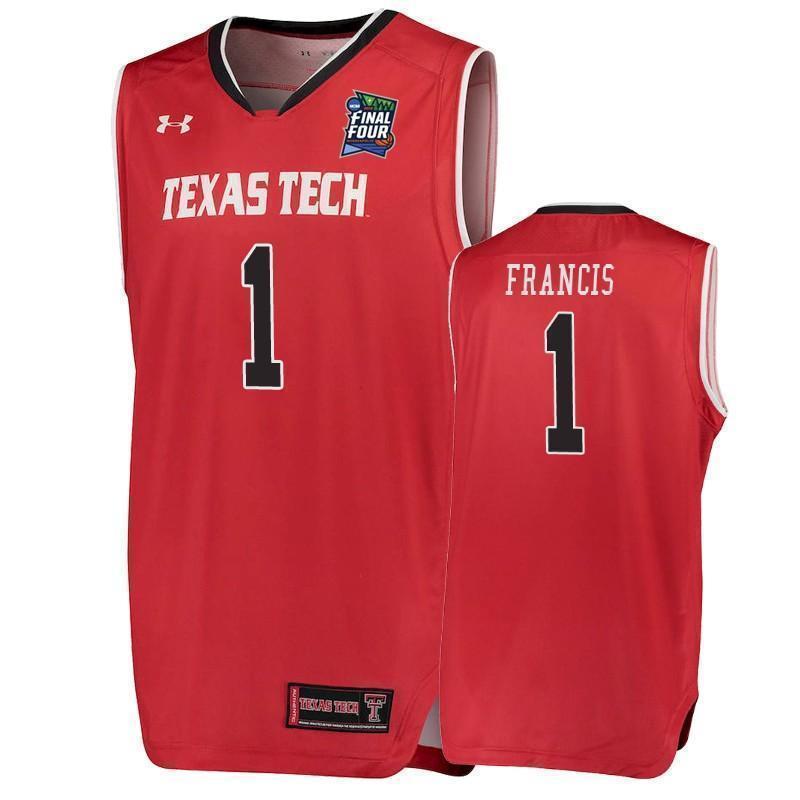 Brandone Francis Texas Tech Red Raiders 2019 Final Four Basketball Jersey 2019 - Red
